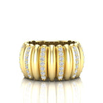 14K Gold Alternate Diamond Wide Dome Ring Ring ABB-611.1-D -1  - Abtin & Co.