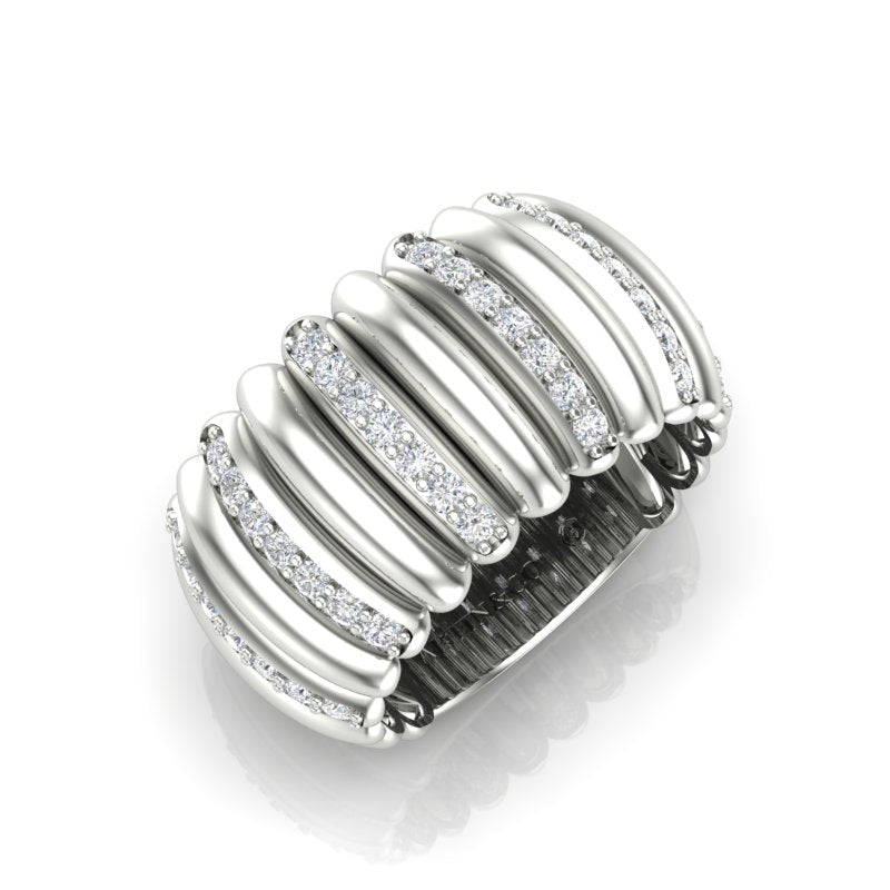 14K Gold Alternate Diamond Wide Dome Ring Ring ABB-611.1-D -1  - Abtin & Co.