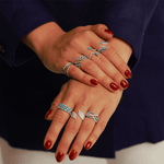 14K Gold Alternating Diamond & Turquoise Stacking Band Ring ABB-252.4-TQD  - Abtin & Co.