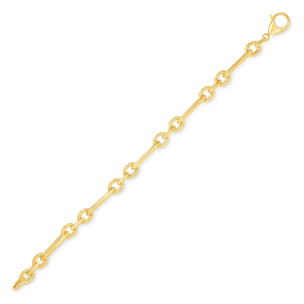 14K Gold Alternating Paperclip Chain-Link Bracelet Bracelet ABGBR-110-G  - Abtin & Co.