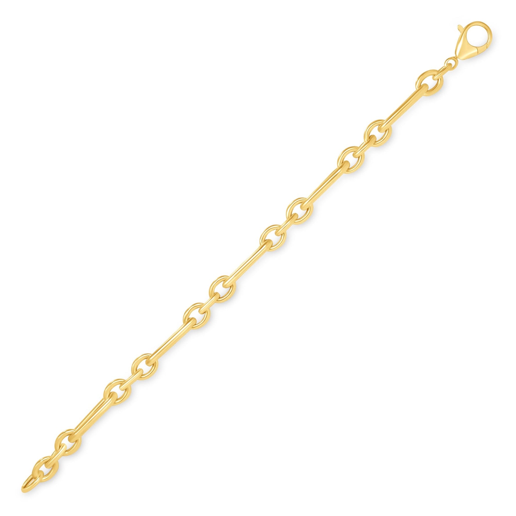14K Gold Alternating Paperclip Chain-Link Bracelet Bracelet ABGBR-110-G  - Abtin & Co.