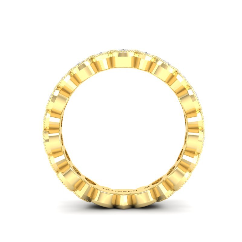 14K Gold Alternating Pear-Cut Three Quarter Way Eternity Milgrain Bezel Set Lab Grown Diamond Wedding Band Ring Pear Cut ABB-426.2-LGD  - Abtin & Co.