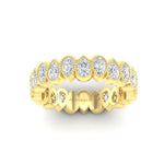 14K Gold Alternating Pear-Cut Three Quarter Way Eternity Milgrain Bezel Set Lab Grown Diamond Wedding Band Ring Pear Cut ABB-426.2-LGD  - Abtin & Co.