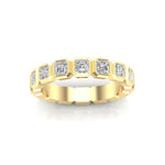 14K Gold Ascher Cut Halfway Eternity Bezel Set Lab Grown Diamond Wedding Band Ring Ascher Cut ABB-408.1-LGD-21  - Abtin & Co.