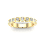 14K Gold Ascher Cut Halfway Eternity Bezel Set Lab Grown Diamond Wedding Band Ring Ascher Cut ABB-406.1-LGD-22  - Abtin & Co.