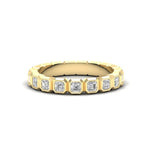14K Gold Ascher Cut Halfway Eternity Bezel Set Lab Grown Diamond Wedding Band Ring Ascher Cut ABB-406.1-LGD-1  - Abtin & Co.