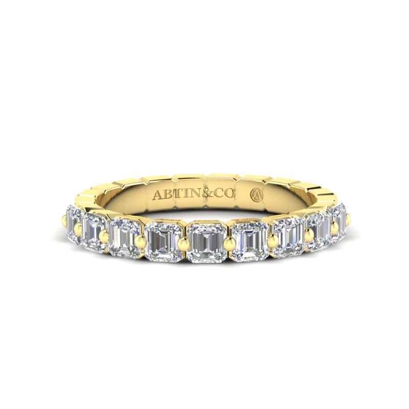 14K Gold Ascher Cut Halfway Eternity Floating Set Lab Grown Diamond Wedding Band Ring Ascher Cut ABB-414.1-LGD-1  - Abtin & Co.