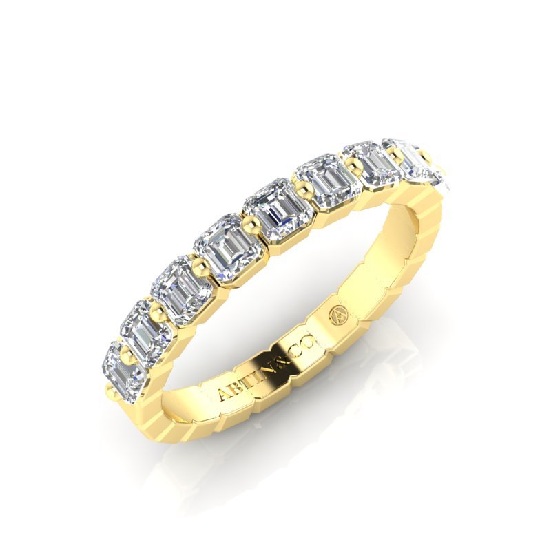 14K Gold Ascher Cut Halfway Eternity Floating Set Lab Grown Diamond Wedding Band Ring Ascher Cut ABB-414.1-LGD-22  - Abtin & Co.