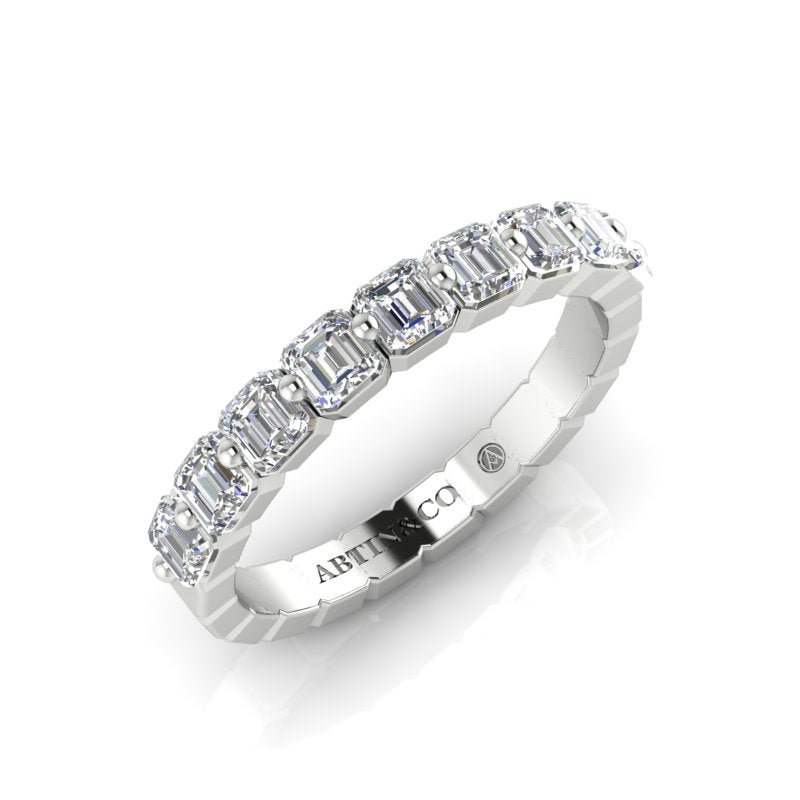 14K Gold Ascher Cut Halfway Eternity Floating Set Lab Grown Diamond Wedding Band Ring Ascher Cut ABB-414.1-LGD-1  - Abtin & Co.