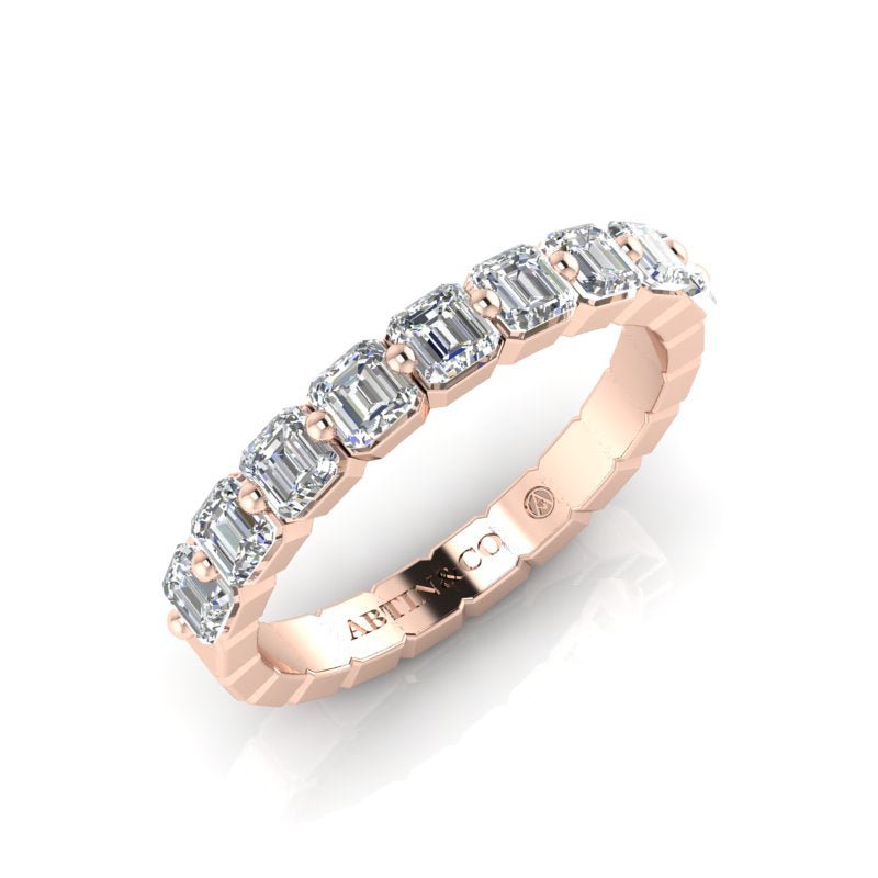 14K Gold Ascher Cut Halfway Eternity Floating Set Lab Grown Diamond Wedding Band Ring Ascher Cut ABB-414.1-LGD-43  - Abtin & Co.