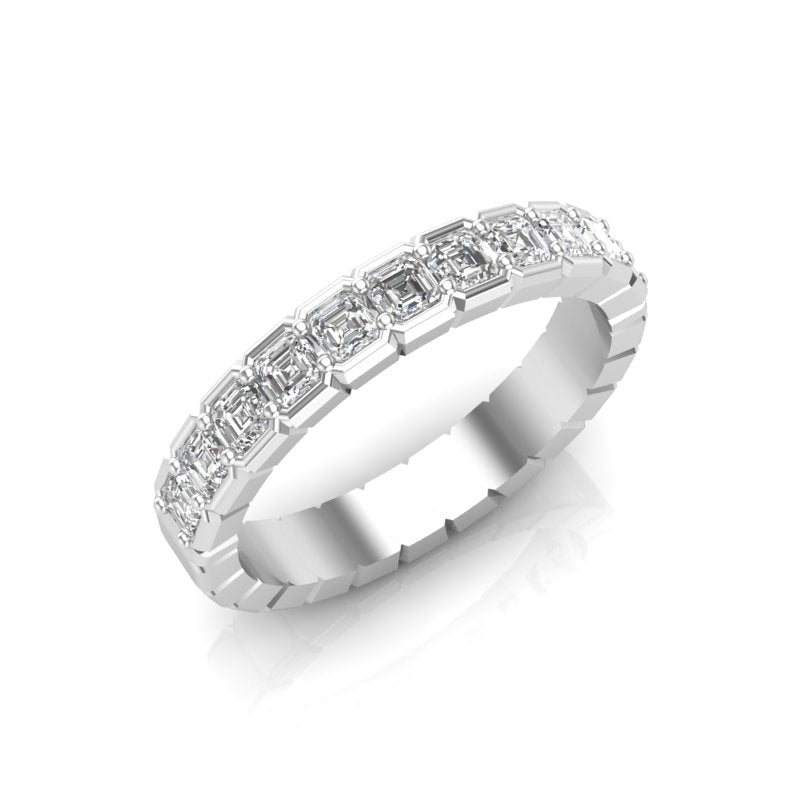 14K Gold Ascher Cut Halfway Eternity Half Bezel Set Lab Grown Diamond Wedding Band Ring Ascher Cut ABB-403.1-LGD-1  - Abtin & Co.