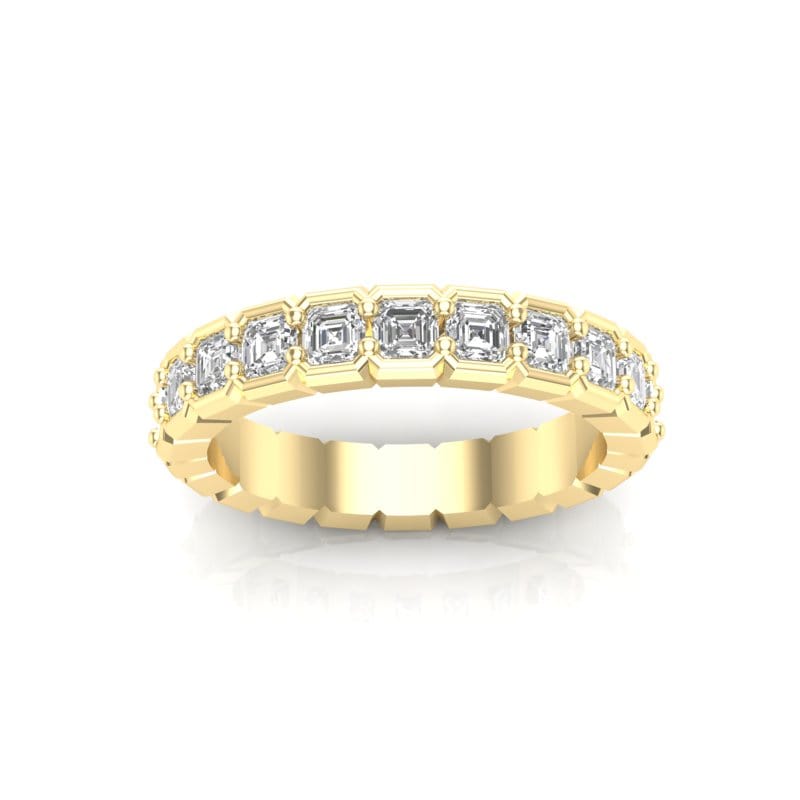 14K Gold Ascher Cut Halfway Eternity Half Bezel Set Lab Grown Diamond Wedding Band Ring Ascher Cut ABB-405.1-LGD-22  - Abtin & Co.