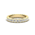 14K Gold Ascher Cut Halfway Eternity Half Bezel Set Lab Grown Diamond Wedding Band Ring Ascher Cut ABB-403.1-LGD-1  - Abtin & Co.