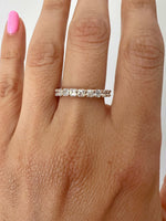 14K Gold Ascher Cut Halfway Eternity Prong Set Lab Grown Diamond Wedding Band Ring Ascher Cut ABB-402.1-LGD-1  - Abtin & Co.