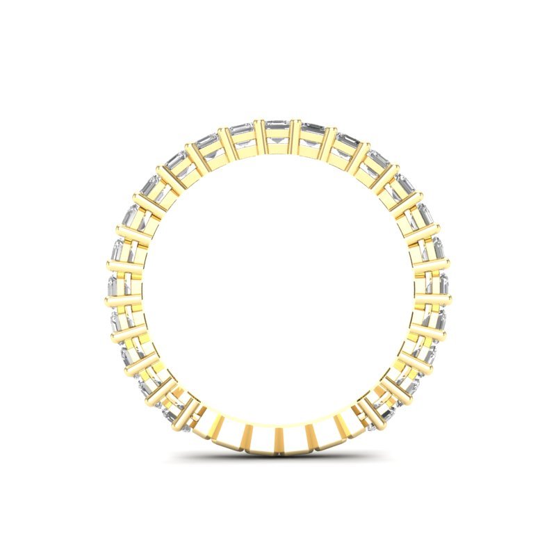 14K Gold Ascher Cut Halfway Eternity Prong Set Lab Grown Diamond Wedding Band Ring Ascher Cut   - Abtin & Co.