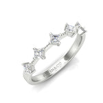 14K Gold Ascher Cut Halfway Eternity Prong Set Lab Grown Diamond Wedding Band Ring Ascher Cut ABB-432.1-LGD-1  - Abtin & Co.