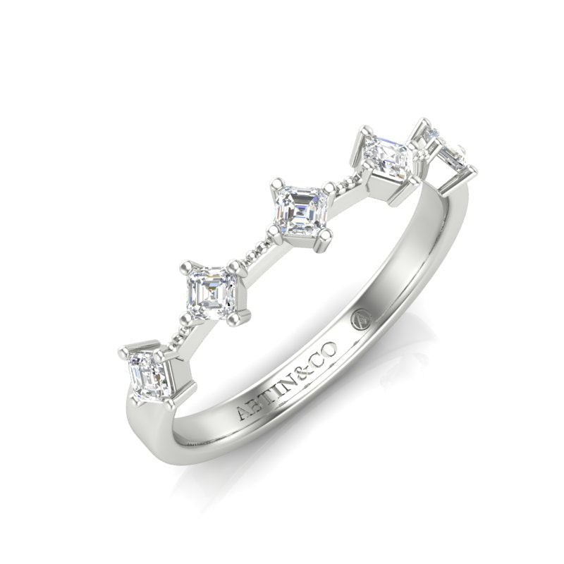 14K Gold Ascher Cut Halfway Eternity Prong Set Lab Grown Diamond Wedding Band Ring Ascher Cut ABB-432.1-LGD-1  - Abtin & Co.