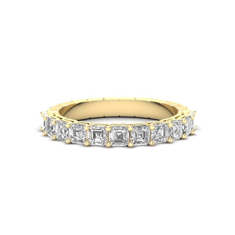 14K Gold Ascher Cut Halfway Eternity Prong Set Lab Grown Diamond Wedding Band Ring Ascher Cut ABB-402.1-LGD-1  - Abtin & Co.