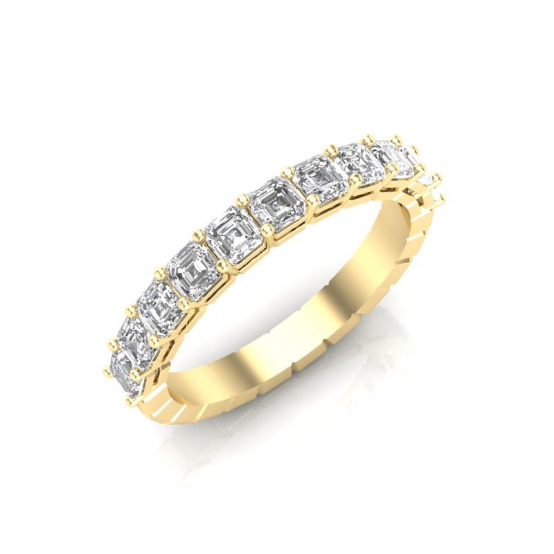 14K Gold Ascher Cut Halfway Eternity Prong Set Lab Grown Diamond Wedding Band Ring Ascher Cut ABB-402.1-LGD-22  - Abtin & Co.