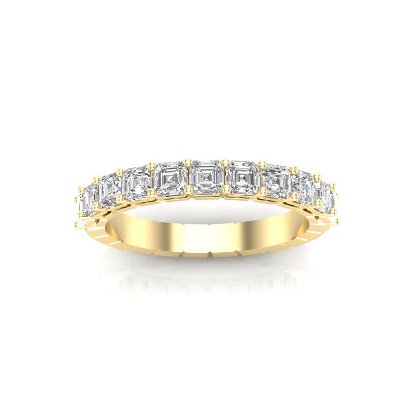 14K Gold Ascher Cut Halfway Eternity Prong Set Lab Grown Diamond Wedding Band Ring Ascher Cut ABB-402.1-LGD-22  - Abtin & Co.