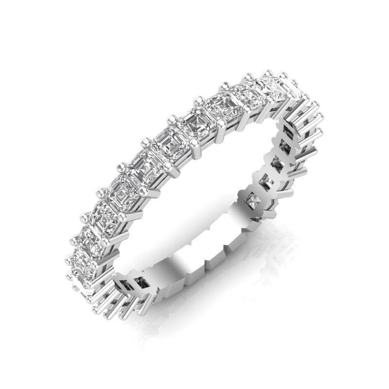 14K Gold Ascher Cut Three-quarter Eternity Modern Prong Set Lab Grown Diamond Wedding Band Ring Ascher Cut ABB-400.2-LGD  - Abtin & Co.