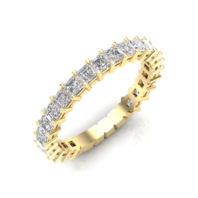 14K Gold Ascher Cut Three-quarter Eternity Modern Prong Set Lab Grown Diamond Wedding Band Ring Ascher Cut ABB-400.2-LGD  - Abtin & Co.