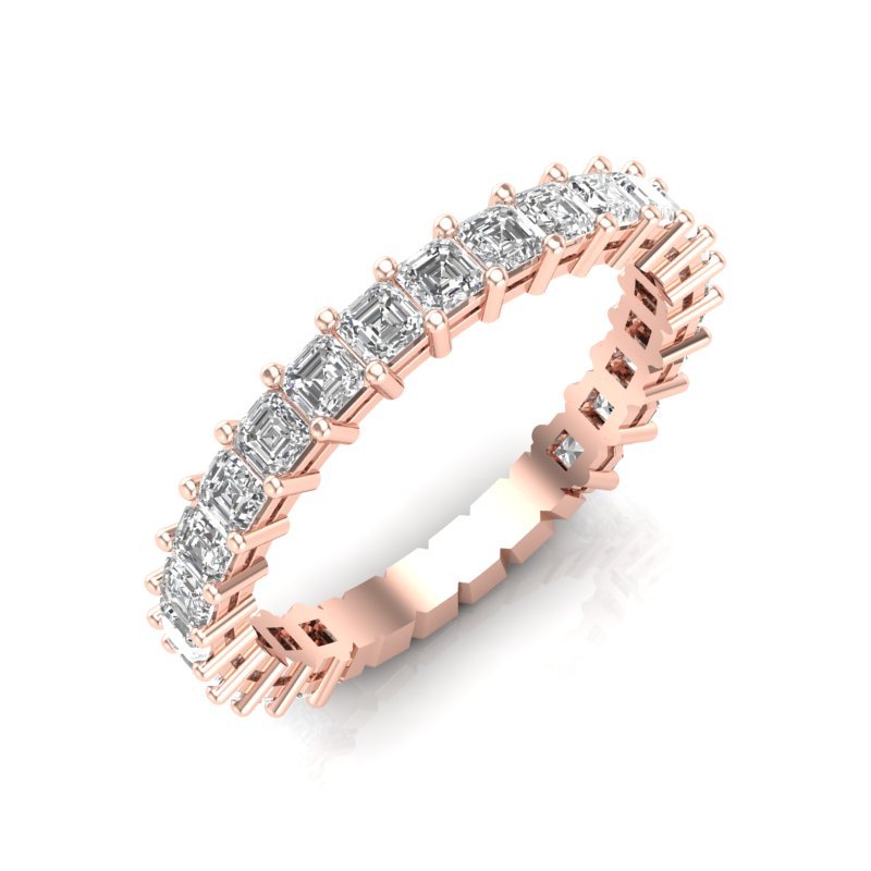 14K Gold Ascher Cut Three-quarter Eternity Modern Prong Set Lab Grown Diamond Wedding Band Ring Ascher Cut ABB-400.2-LGD  - Abtin & Co.