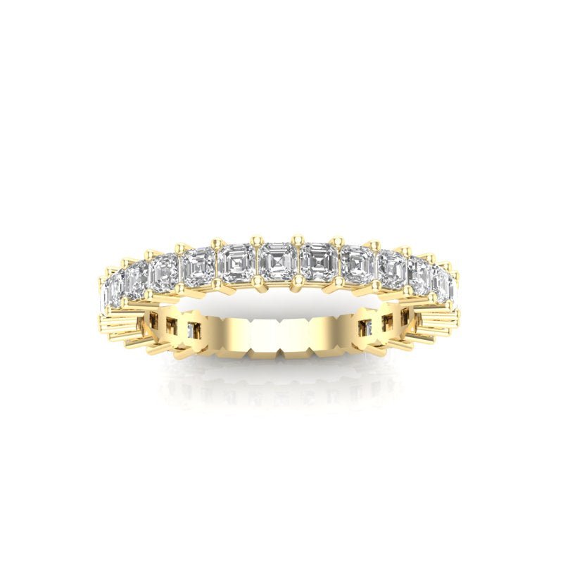 14K Gold Ascher Cut Three-quarter Eternity Modern Prong Set Lab Grown Diamond Wedding Band Ring Ascher Cut ABB-400.2-LGD  - Abtin & Co.