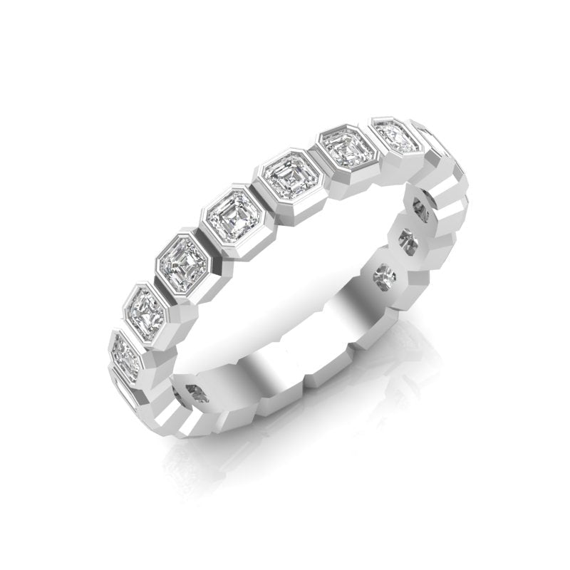 14K Gold Ascher Cut Three Quarter Way Eternity Bezel Set Lab Grown Diamond Wedding Band Ring Ascher Cut ABB-406.2-LGD-1  - Abtin & Co.