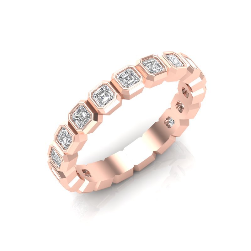 14K Gold Ascher Cut Three Quarter Way Eternity Bezel Set Lab Grown Diamond Wedding Band Ring Ascher Cut ABB-406.2-LGD-43  - Abtin & Co.