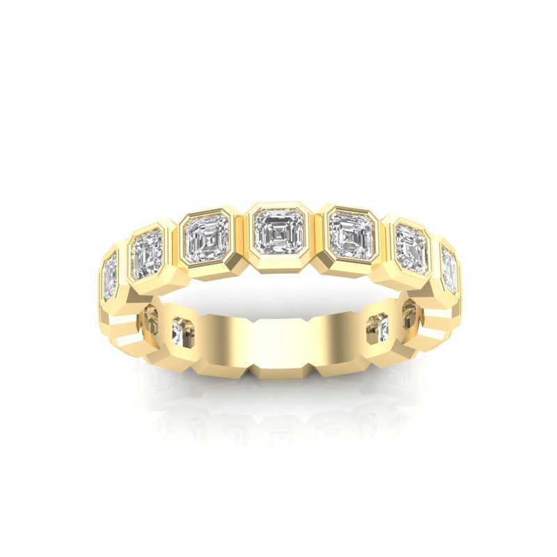 14K Gold Ascher Cut Three Quarter Way Eternity Bezel Set Lab Grown Diamond Wedding Band Ring Ascher Cut ABB-408.2-LGD-22  - Abtin & Co.