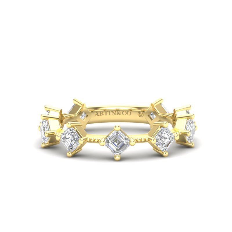 14K Gold Ascher Cut Three Quarter Way Eternity Bezel Set Lab Grown Diamond Wedding Band Ring Ascher Cut ABB-434.2-LGD-1  - Abtin & Co.