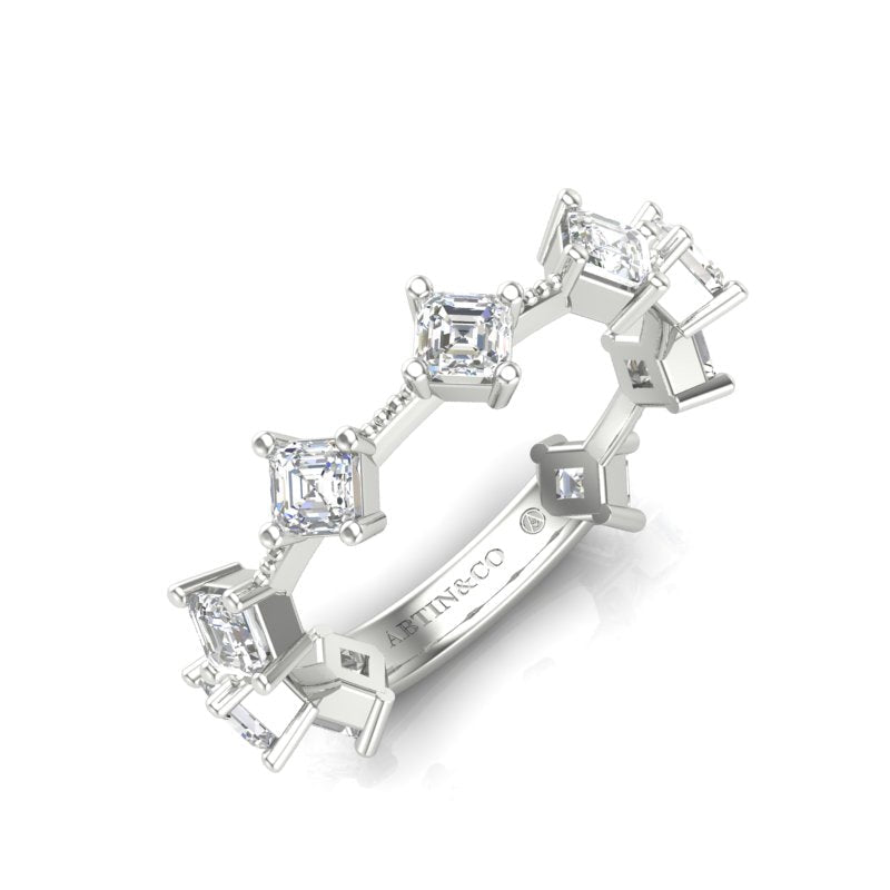14K Gold Ascher Cut Three Quarter Way Eternity Bezel Set Lab Grown Diamond Wedding Band Ring Ascher Cut ABB-434.2-LGD-1  - Abtin & Co.