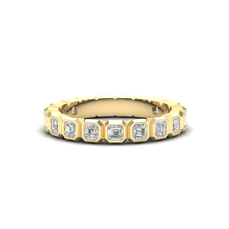 14K Gold Ascher Cut Three Quarter Way Eternity Bezel Set Lab Grown Diamond Wedding Band Ring Ascher Cut ABB-406.2-LGD-1  - Abtin & Co.