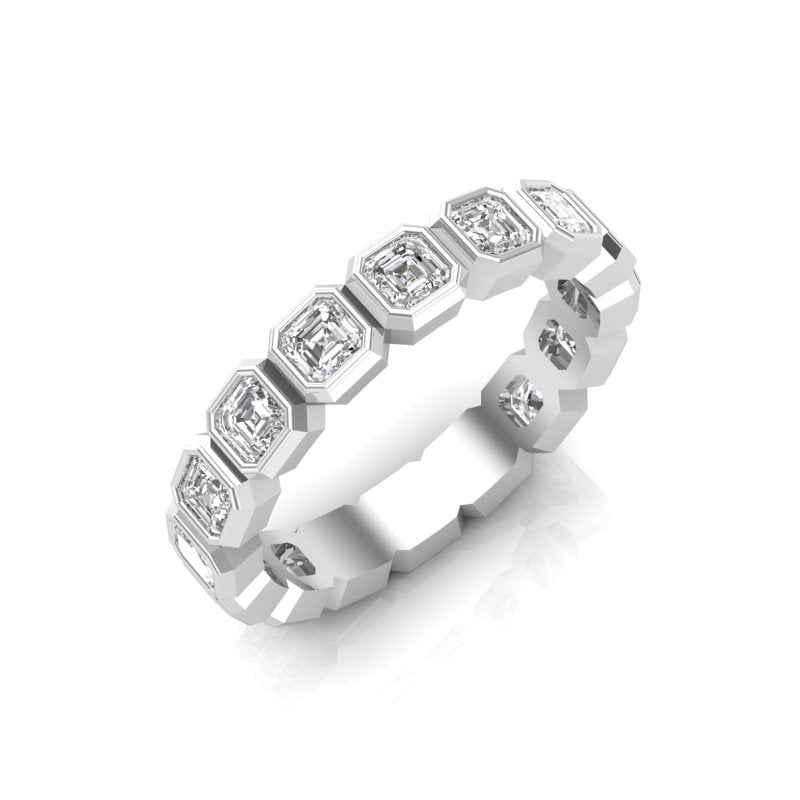 14K Gold Ascher Cut Three Quarter Way Eternity Bezel Set Lab Grown Diamond Wedding Band Ring Ascher Cut ABB-408.2-LGD-1  - Abtin & Co.