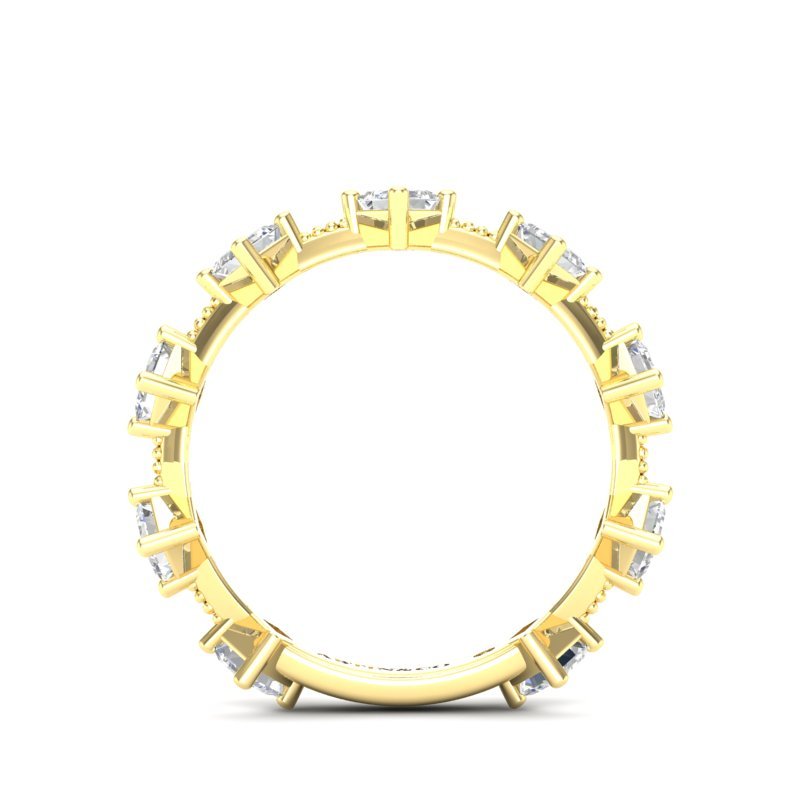 14K Gold Ascher Cut Three Quarter Way Eternity Bezel Set Lab Grown Diamond Wedding Band Ring Ascher Cut ABB-434.2-LGD-22  - Abtin & Co.