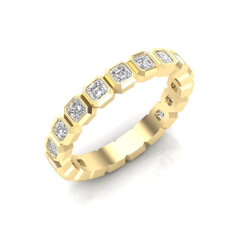 14K Gold Ascher Cut Three Quarter Way Eternity Bezel Set Lab Grown Diamond Wedding Band Ring Ascher Cut ABB-406.2-LGD-22  - Abtin & Co.