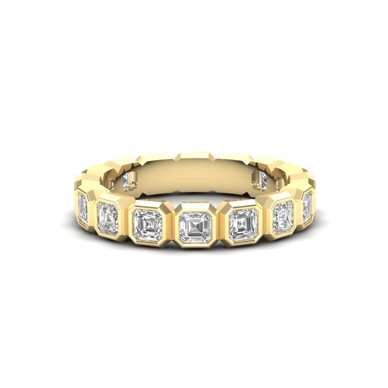 14K Gold Ascher Cut Three Quarter Way Eternity Bezel Set Lab Grown Diamond Wedding Band Ring Ascher Cut ABB-408.2-LGD-1  - Abtin & Co.