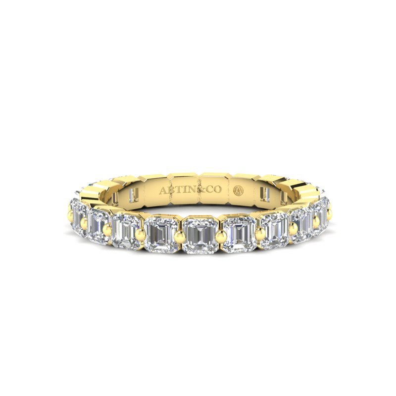 14K Gold Ascher Cut Three Quarter Way Eternity Floating Set Lab Grown Diamond Wedding Band Ring Ascher Cut ABB-414.2-LGD-1  - Abtin & Co.