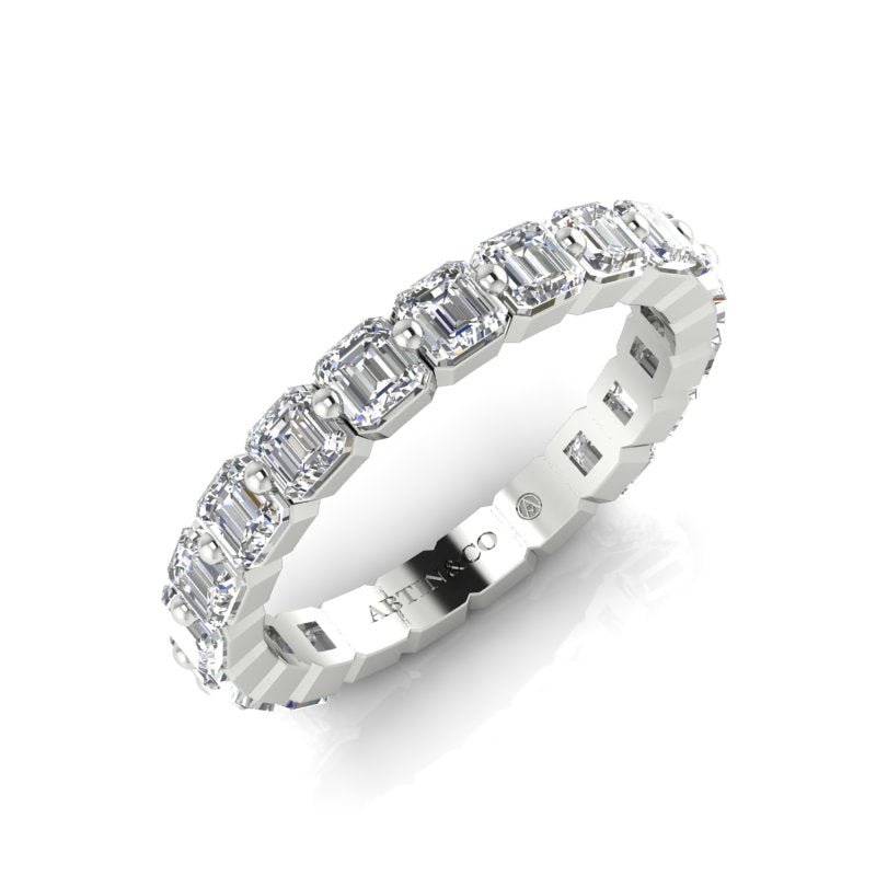 14K Gold Ascher Cut Three Quarter Way Eternity Floating Set Lab Grown Diamond Wedding Band Ring Ascher Cut ABB-414.2-LGD-1  - Abtin & Co.
