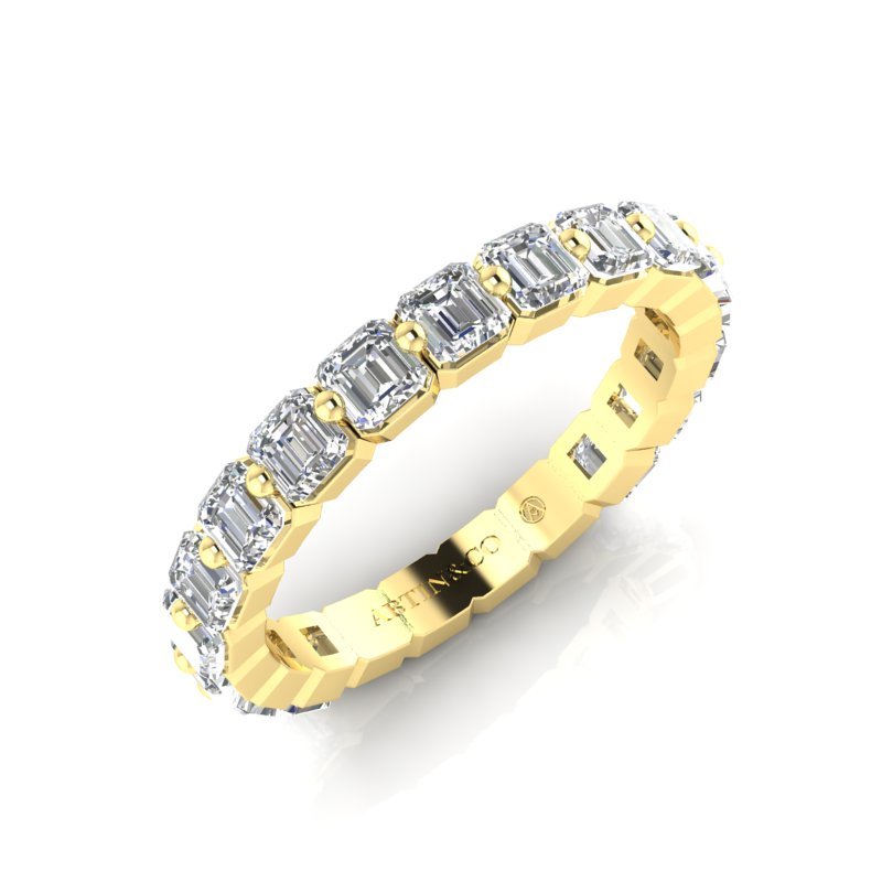 14K Gold Ascher Cut Three Quarter Way Eternity Floating Set Lab Grown Diamond Wedding Band Ring Ascher Cut ABB-414.2-LGD-21  - Abtin & Co.
