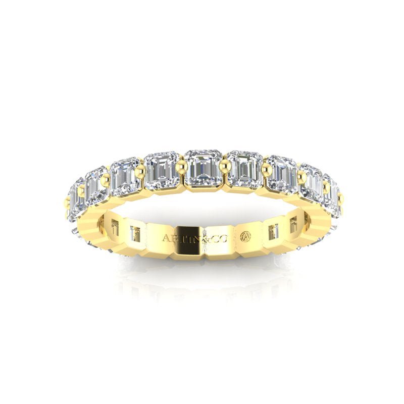 14K Gold Ascher Cut Three Quarter Way Eternity Floating Set Lab Grown Diamond Wedding Band Ring Ascher Cut ABB-414.2-LGD-21  - Abtin & Co.