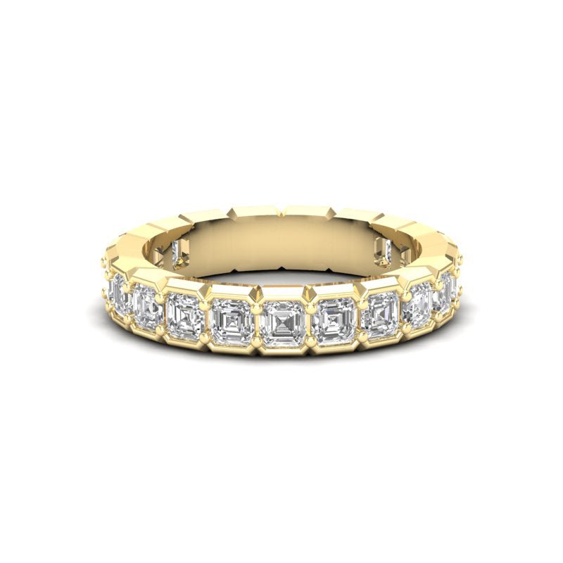 14K Gold Ascher Cut Three Quarter Way Eternity Half Bezel Set Lab Grown Diamond Wedding Band Ring Ascher Cut ABB-405.1-LGD-1  - Abtin & Co.