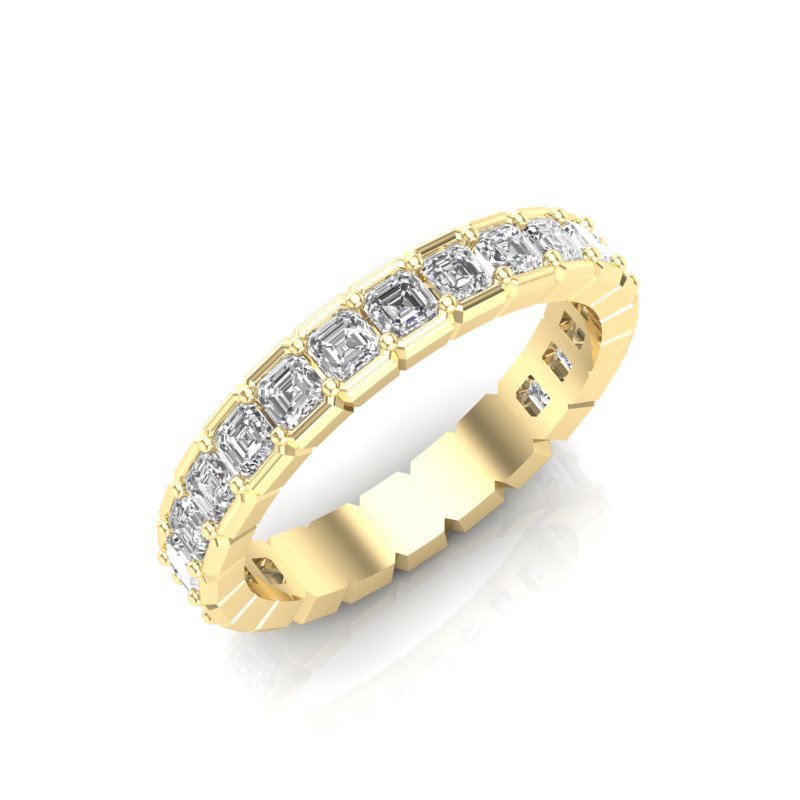 14K Gold Ascher Cut Three Quarter Way Eternity Half Bezel Set Lab Grown Diamond Wedding Band Ring Ascher Cut ABB-403.2-LGD-22  - Abtin & Co.