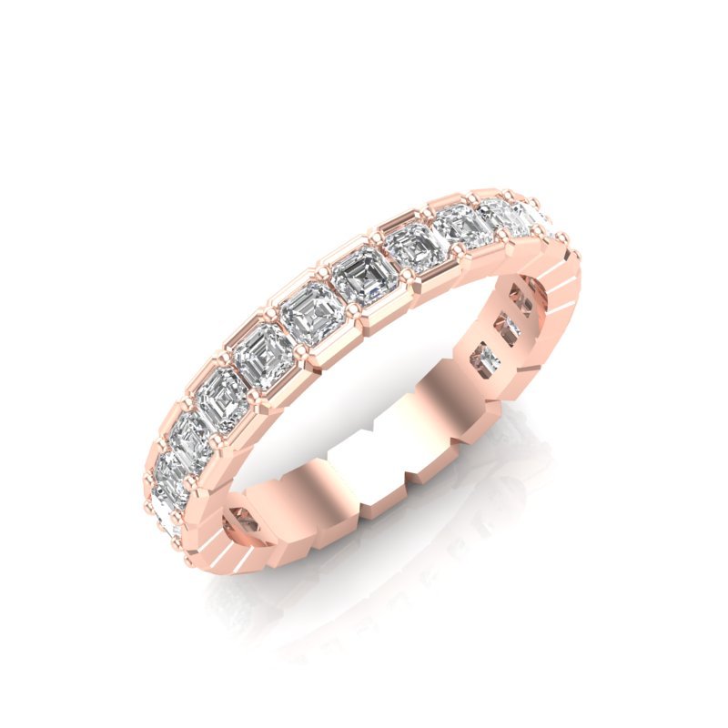 14K Gold Ascher Cut Three Quarter Way Eternity Half Bezel Set Lab Grown Diamond Wedding Band Ring Ascher Cut ABB-403.2-LGD-43  - Abtin & Co.