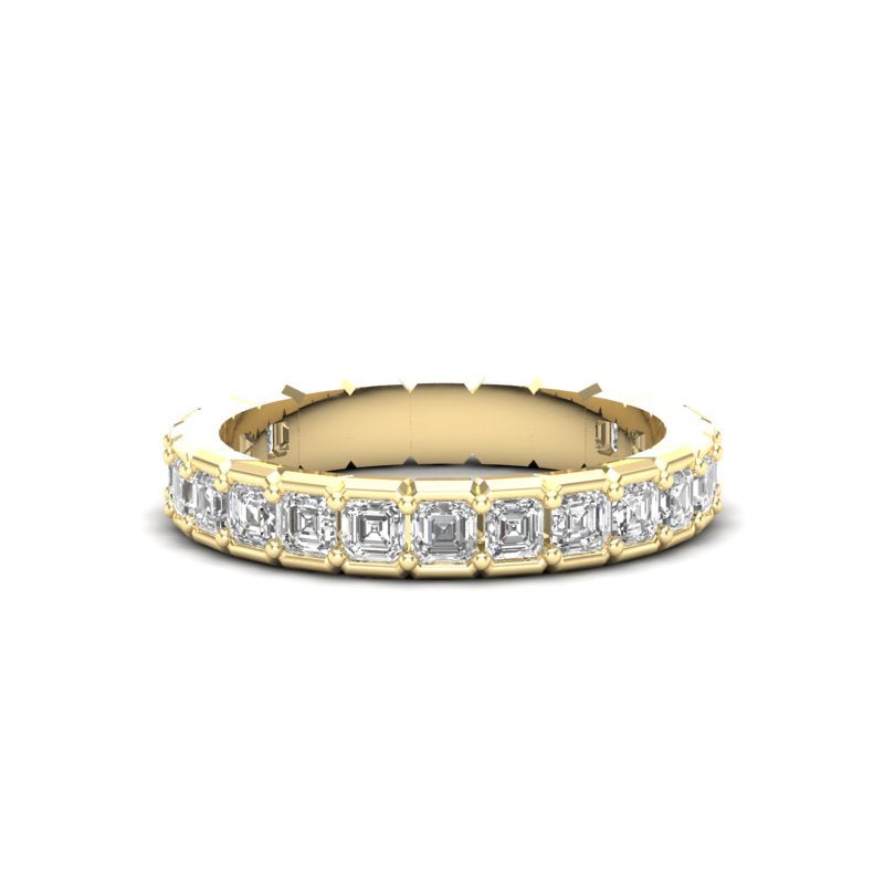 14K Gold Ascher Cut Three Quarter Way Eternity Half Bezel Set Lab Grown Diamond Wedding Band Ring Ascher Cut ABB-403.2-LGD-1  - Abtin & Co.