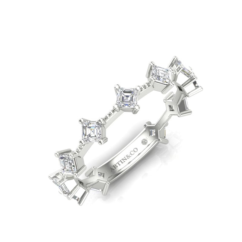 14K Gold Ascher Three Quarter Way Eternity Prong Set Lab Grown Diamond Wedding Band Ring Ascher Cut ABB-432.2-LGD-1  - Abtin & Co.