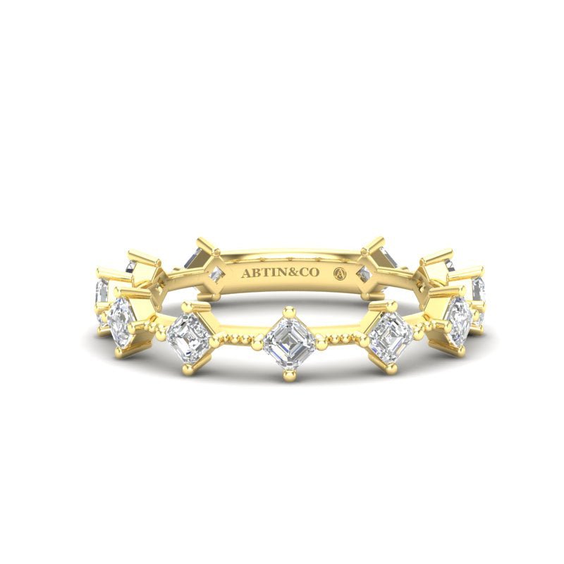 14K Gold Ascher Three Quarter Way Eternity Prong Set Lab Grown Diamond Wedding Band Ring Ascher Cut ABB-432.2-LGD-1  - Abtin & Co.