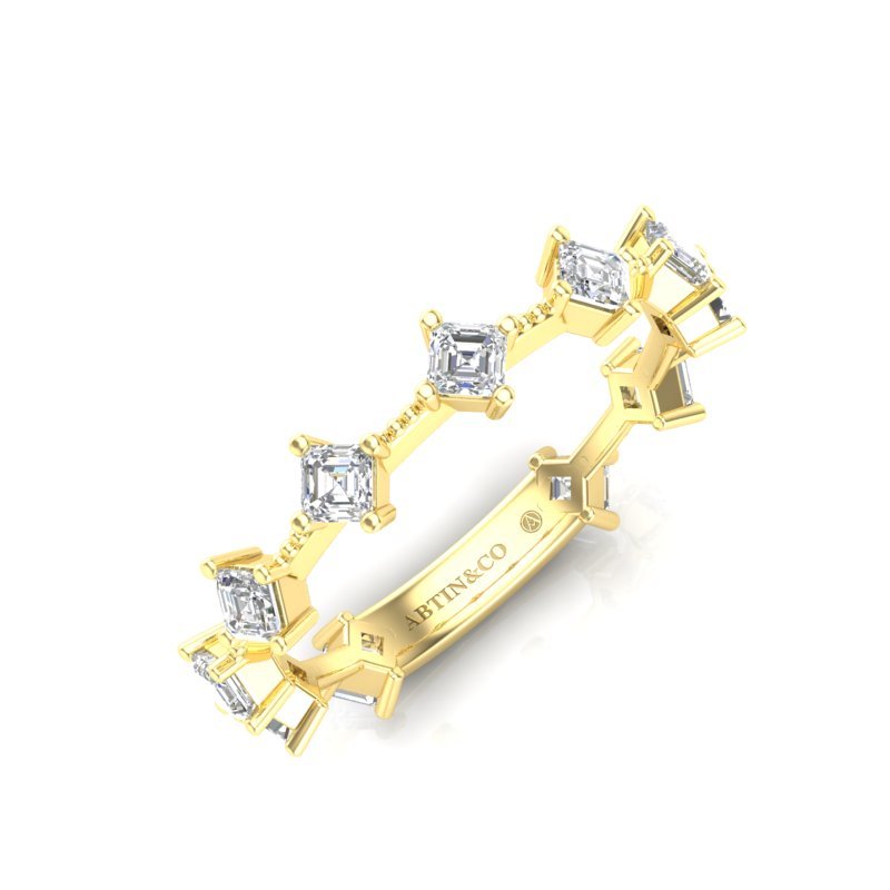 14K Gold Ascher Three Quarter Way Eternity Prong Set Lab Grown Diamond Wedding Band Ring Ascher Cut ABB-432.2-LGD-21  - Abtin & Co.