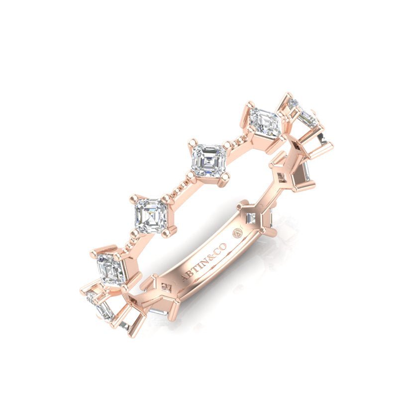 14K Gold Ascher Three Quarter Way Eternity Prong Set Lab Grown Diamond Wedding Band Ring Ascher Cut ABB-432.2-LGD-41  - Abtin & Co.